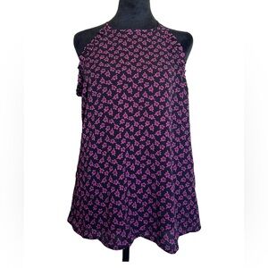 NWT CANDIE’S Woman’s Medium Floral Ruffled Sleeveless Tank-Top With Keyholeback